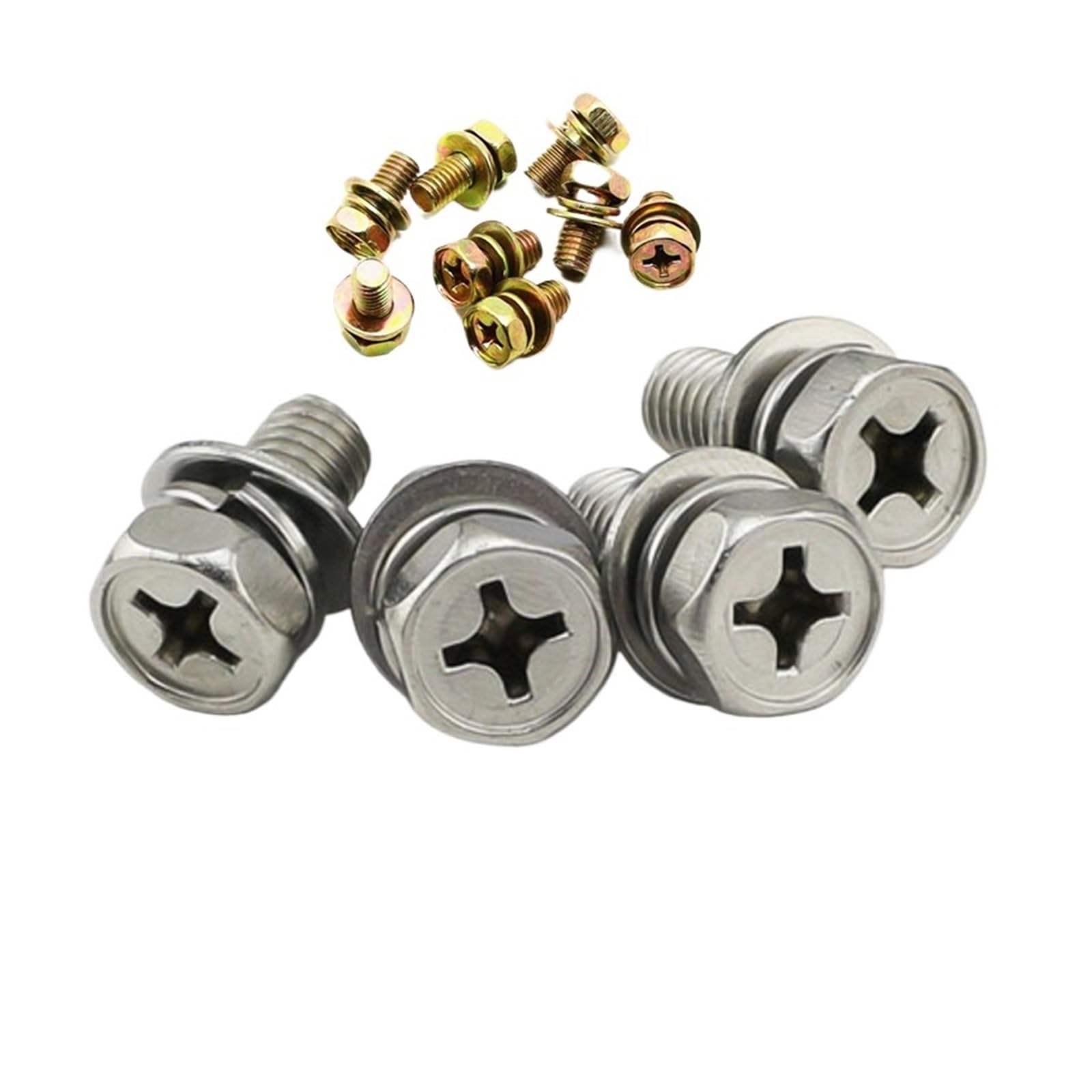MUHUO Flanged hexagon bolt, M3 M4 M5 M6 M8 Stainless Steel Cross Phillips External Hex Hexagon Head Screw Flat Washer Assemble Bolt(10pcs M6)