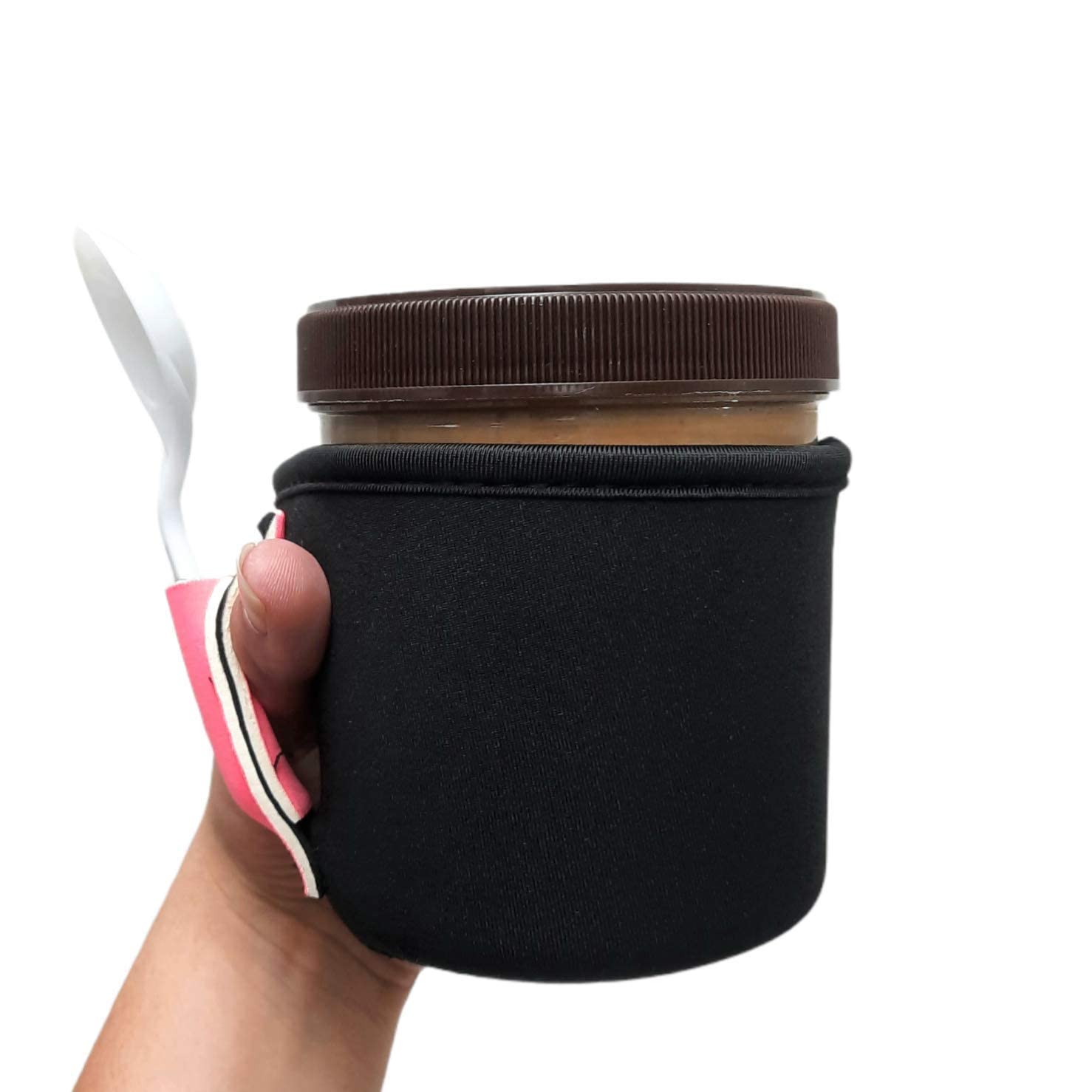 Lit Handlers Ice Cream Cooler Sleeve - Neoprene Ice Cream Pint Holder with Handle and Pocket - Tear