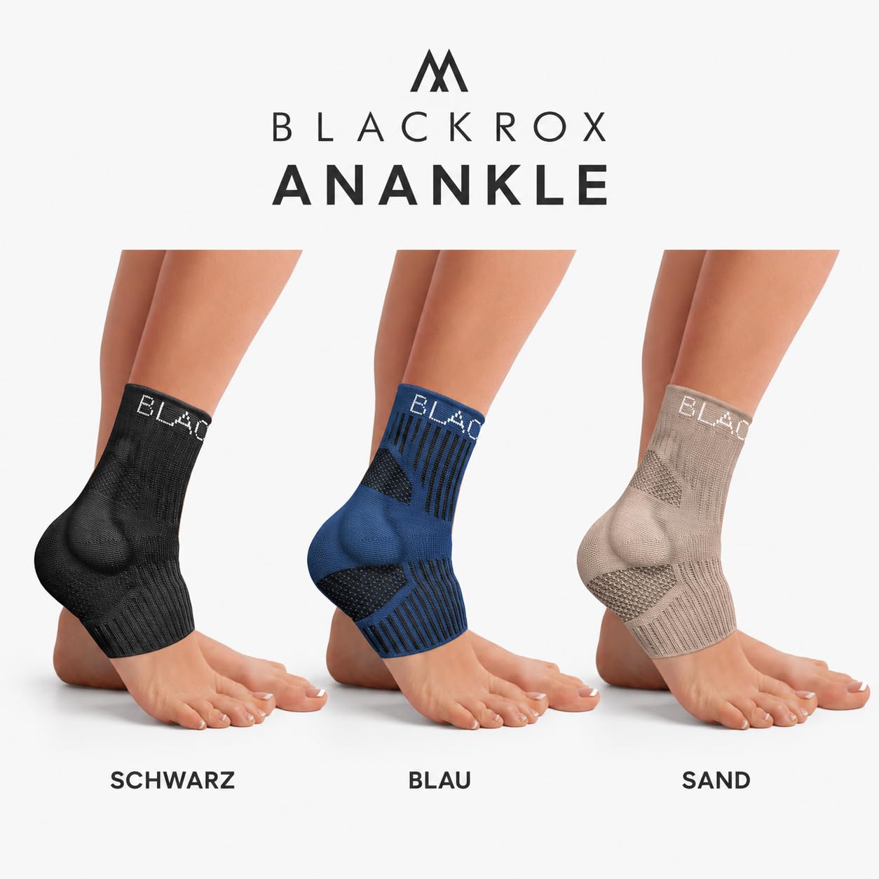 BLACKROX Sprunggelenkbandage [Vergleichssieger 2026] Gr. S-L | Für Damen & Herren | Bandage für das Fußgelenk | Perfekt für Sport, Fußball, Joggen & Bodybuilding | ANANKLE | Schwarz Gr. M
