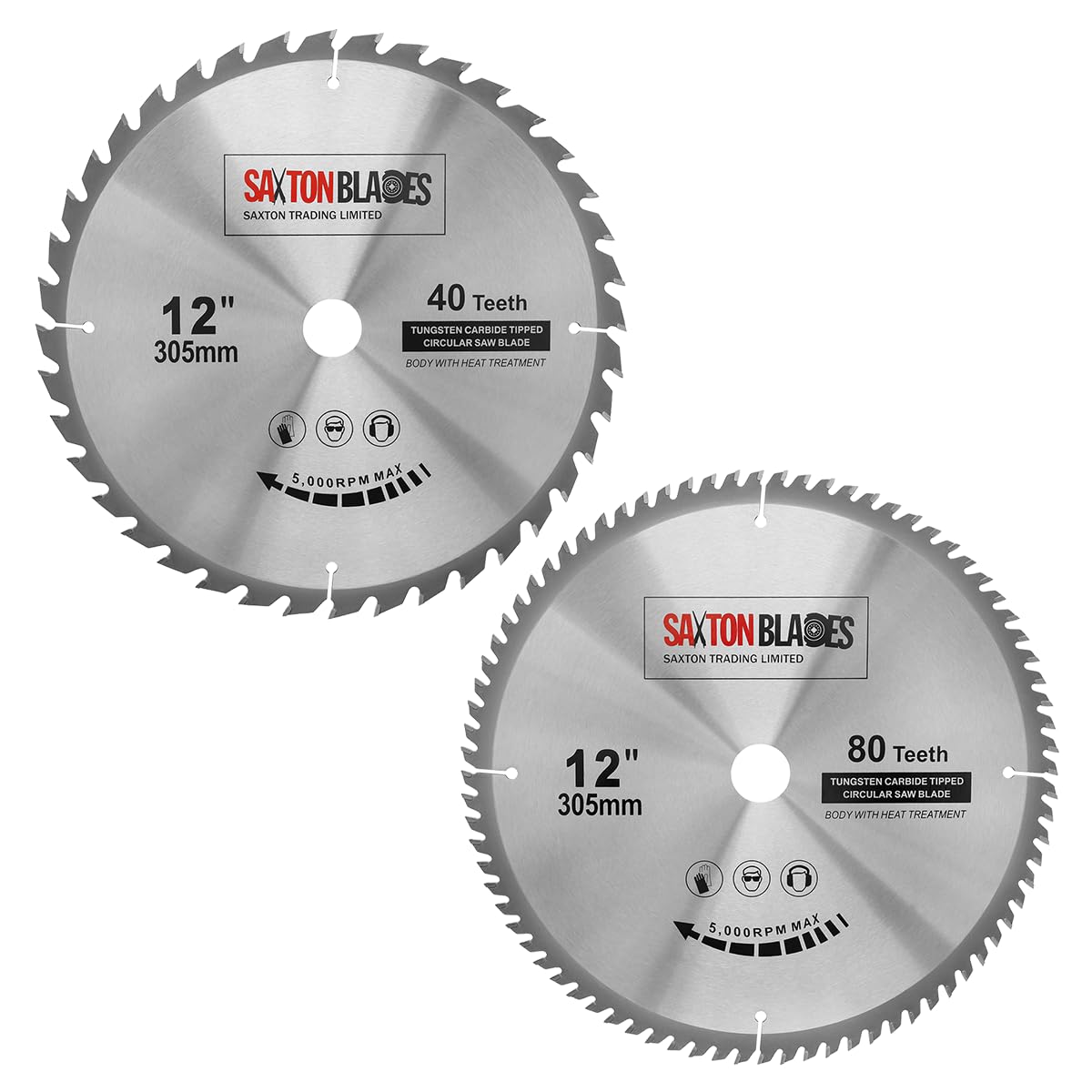 TCT305MXA 2x Saxton TCT Circular Wood Saw Blade 305mm Pack A for Bosch Makita Dewalt