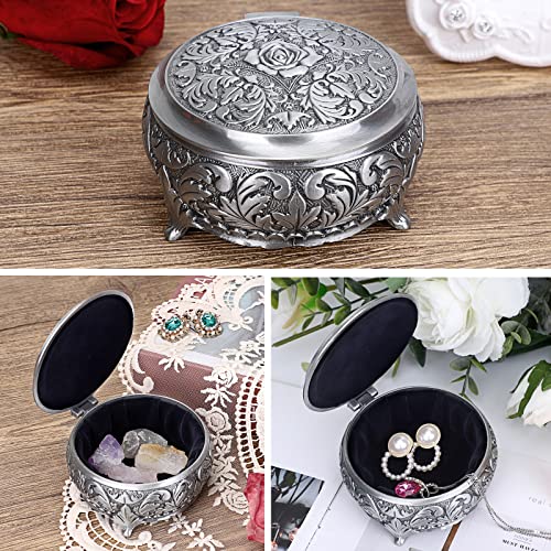 Hipiwe HPWSN00689 Metal Jewelry Box Vintage Ring Holder Trinket Organizer Small Round Earring Necklace Storage Box Jewelry Display Box Keepsake Box Decorative Jewelry Box Gift thumb #1