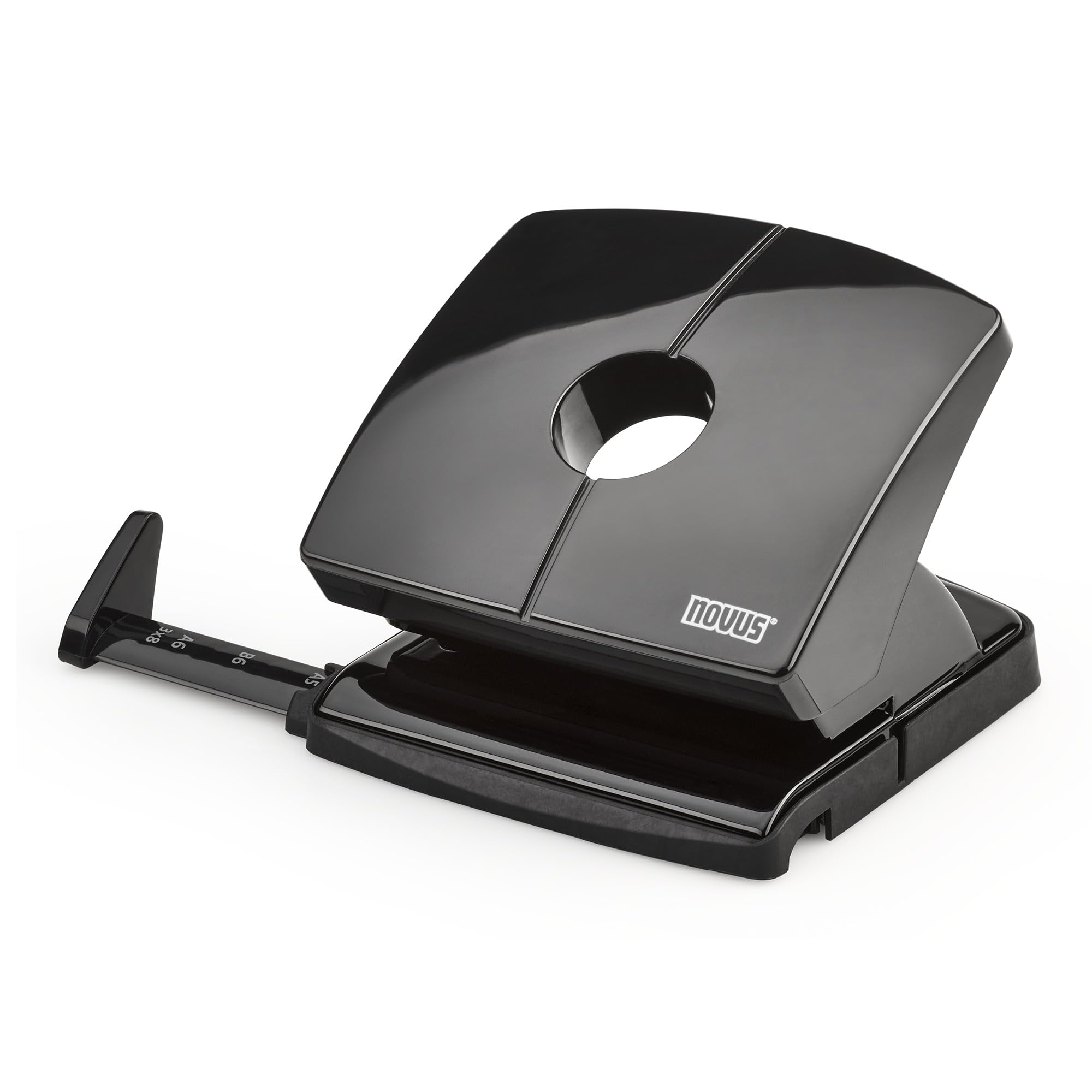 Novus B 220 Papierlocher (20 Blatt, mit Anschlagschiene, Metall/Kunststoff) schwarz