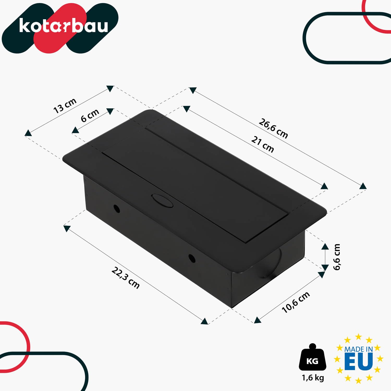 KOTARBAU® Presa a scomparsa con 2 prese 230 V + USB A+C