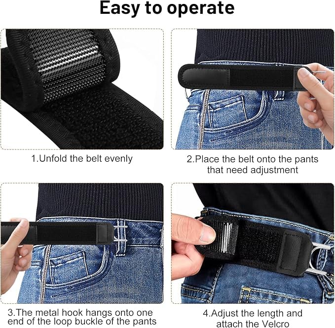 Image of Buckle Less Stretch Belt (Pack of 2) | No Buckle Elastic Belt for Men & Women | Adjustable Invisible Waist Belt with Metal Hook | Comfortable Formal & Casual Wear Belt