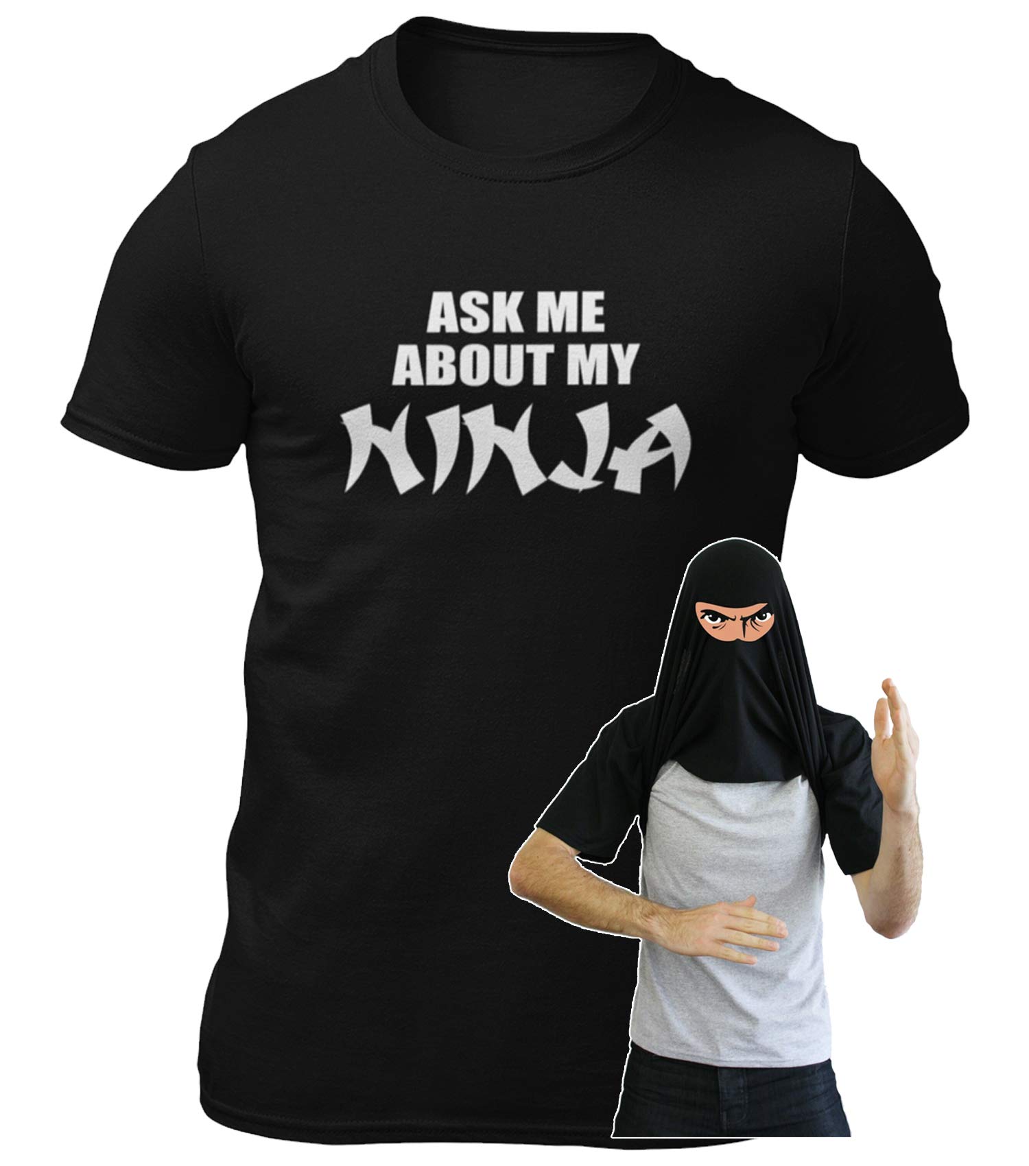 FunkyShirtGift for Men - Ask Me About My Ninja Disguise Flip Ninja Face T-Shirt - Funny Boys T Shirt