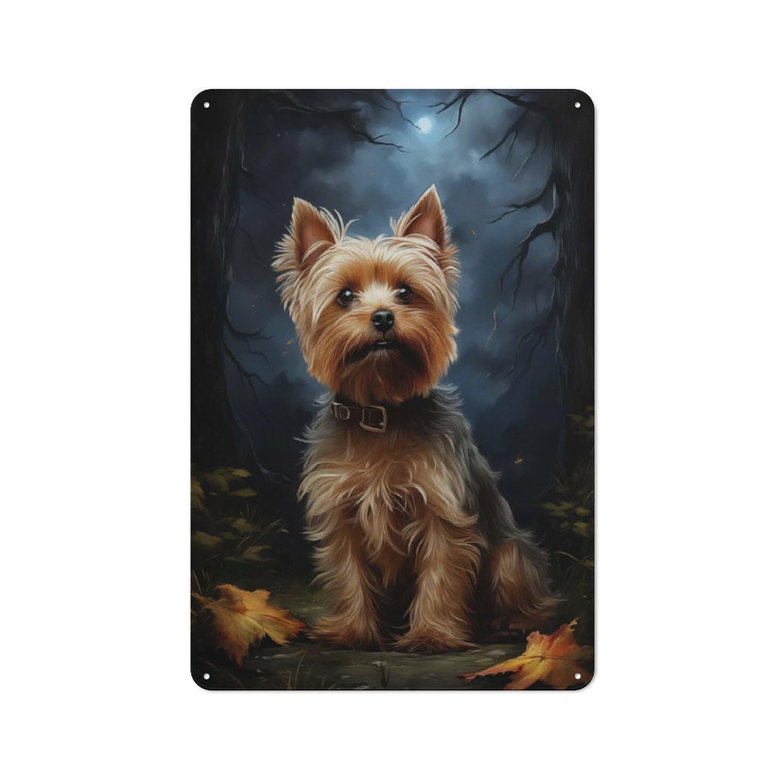 Industrial Yorkshire Terrier at Night Tin Sign 30x20cm, Garage Wall Decor for Garage, Hobby Room, Office Or Man Cave