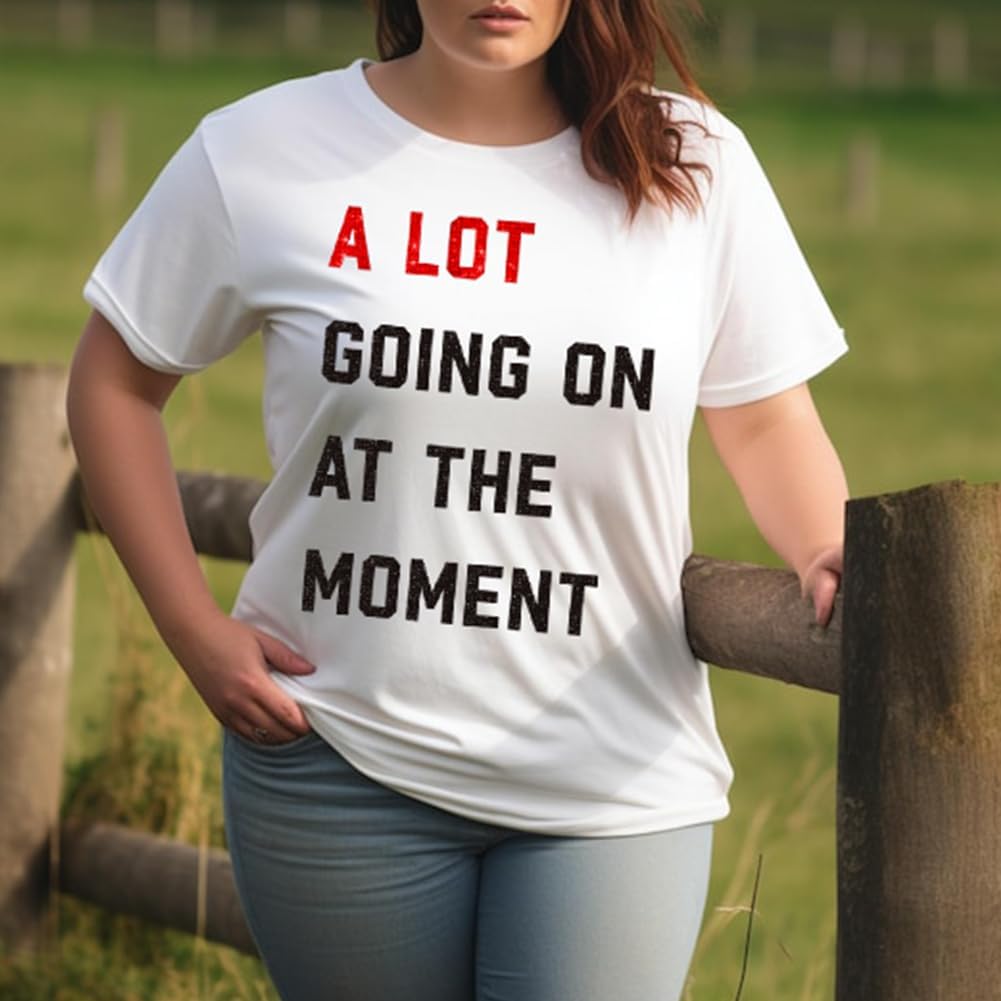 KIMIKAL White Women's Plus Size 22 Tee Shirts- A Lot Going On At The Moment Shirt, Summer Casual Short Sleeve Tops Printed - Image 4