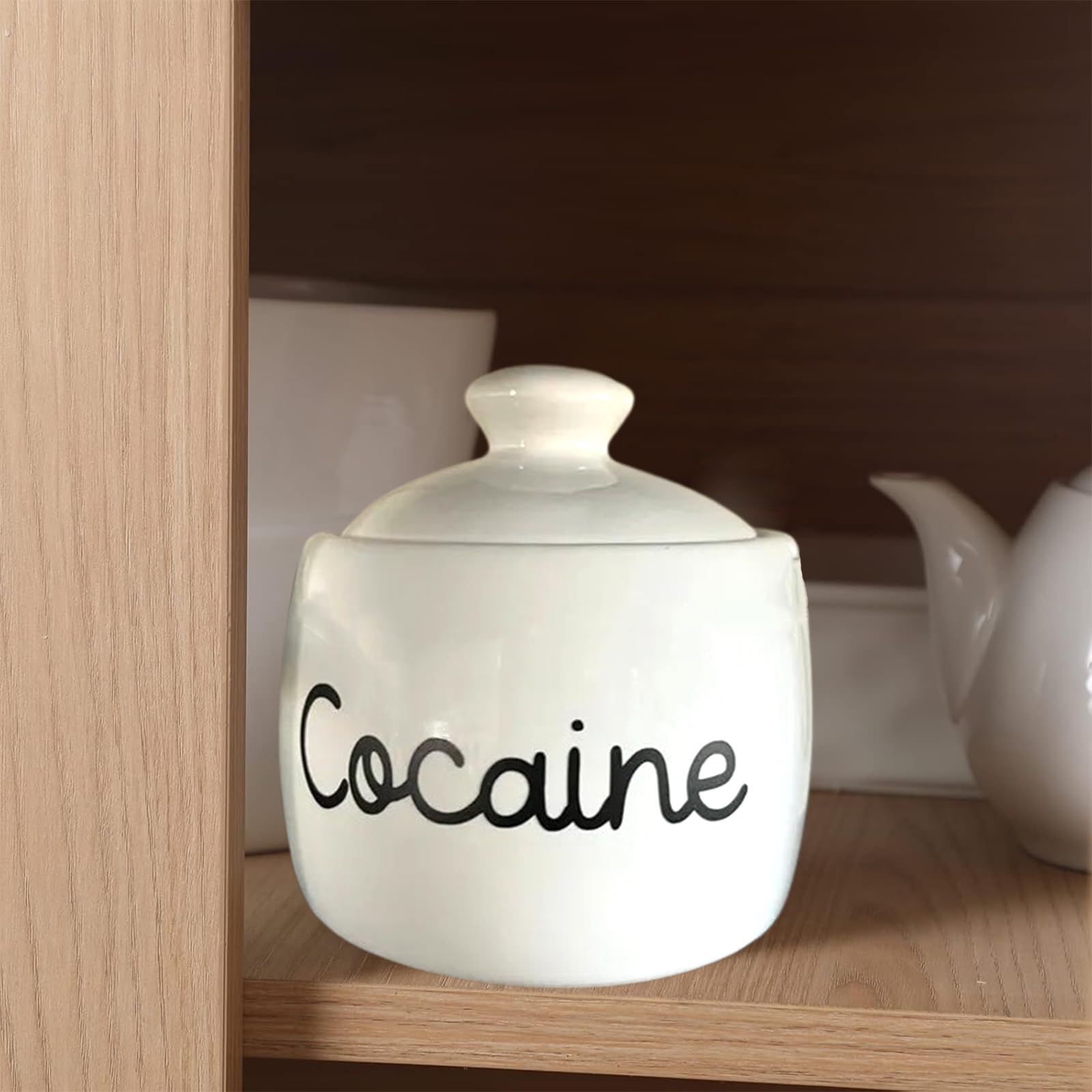 EOQIFJM Ceramic Sugar Bowl with Lid, Countertop Sugar Dispenser and Container