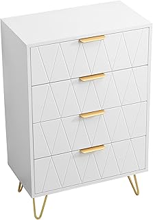 Luminarix Cómoda con 4 cajones, armario con cajones, aparador de madera, para dormitorio, salón, pasillo, 60 x 34 x 90 cm, color blanco