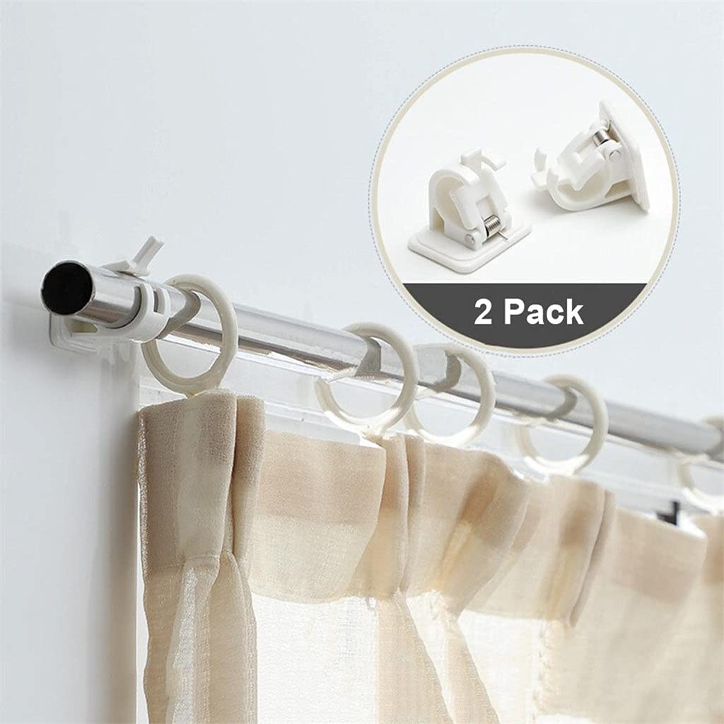 2 Pièces Crochets Auto-adhésifs Support De Tringle À Rideau Mural Tringle À Rideau De Douche Pince Fixe Suspendue Support Accessoires De Salle De Bain À La Maison