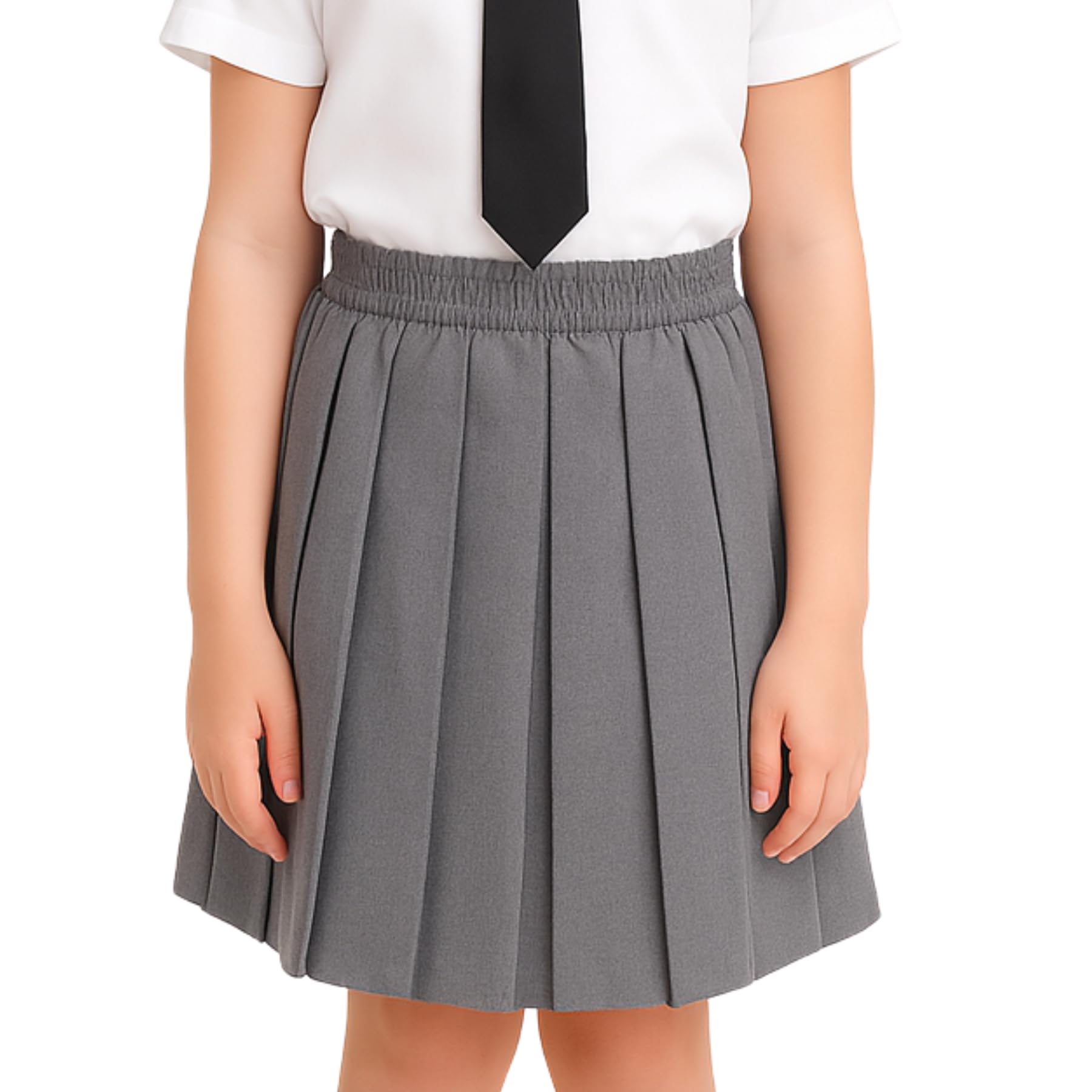 Schoolstitch Girls Grey Schoolstitch® Elasticated Waist Skirt Box Pleated School Skirt