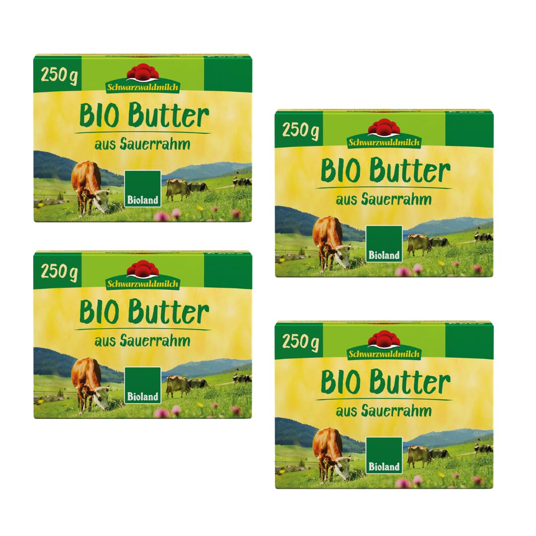 Schwarzwaldmilch - Bioland Sauerrahmbutter 4 x 250 g Pack- Bio-Butter aus dem Schwarzwald, frisch & cremig