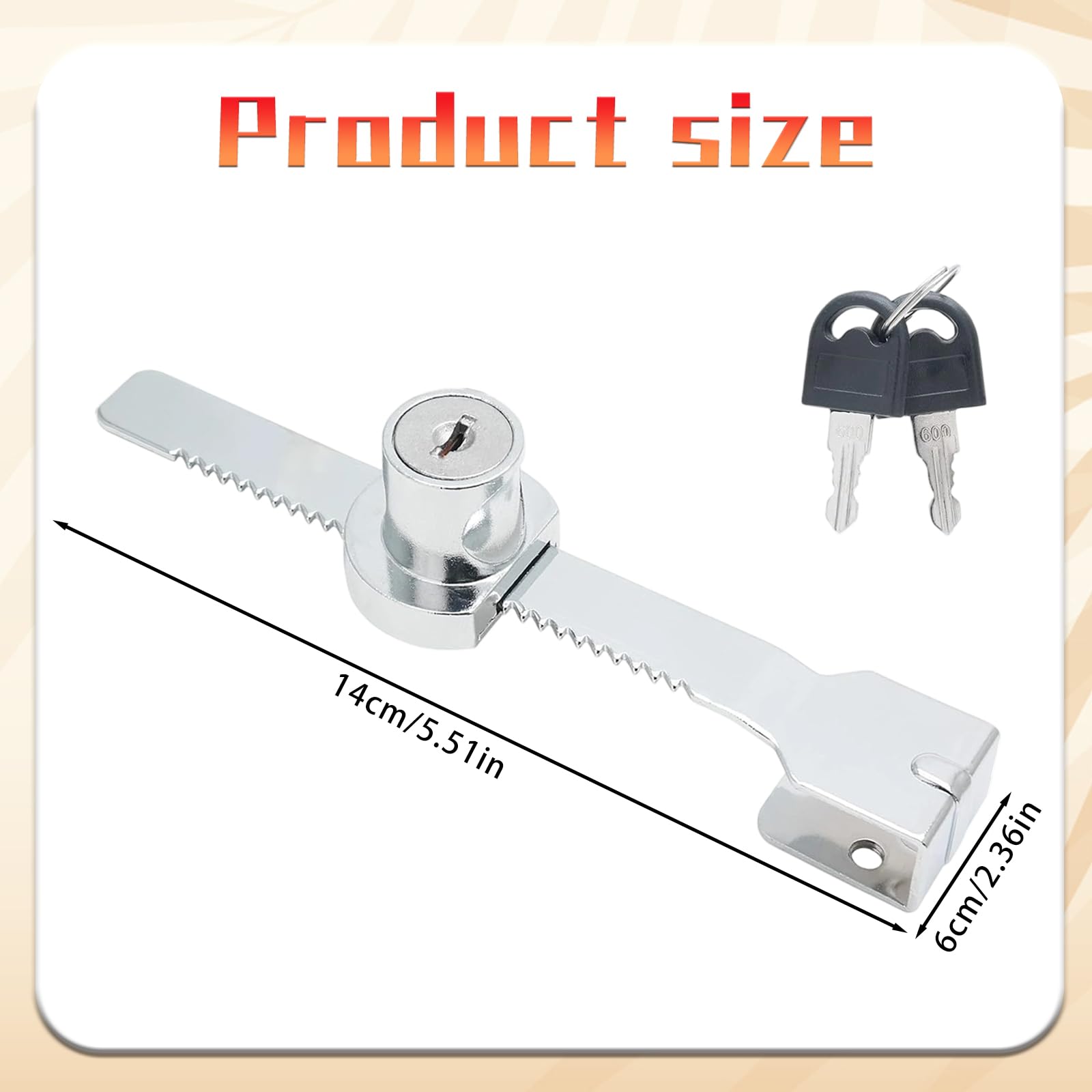 Sliding Glass Door Ratchet Lock, Glass Door Lock with Key - Image 2