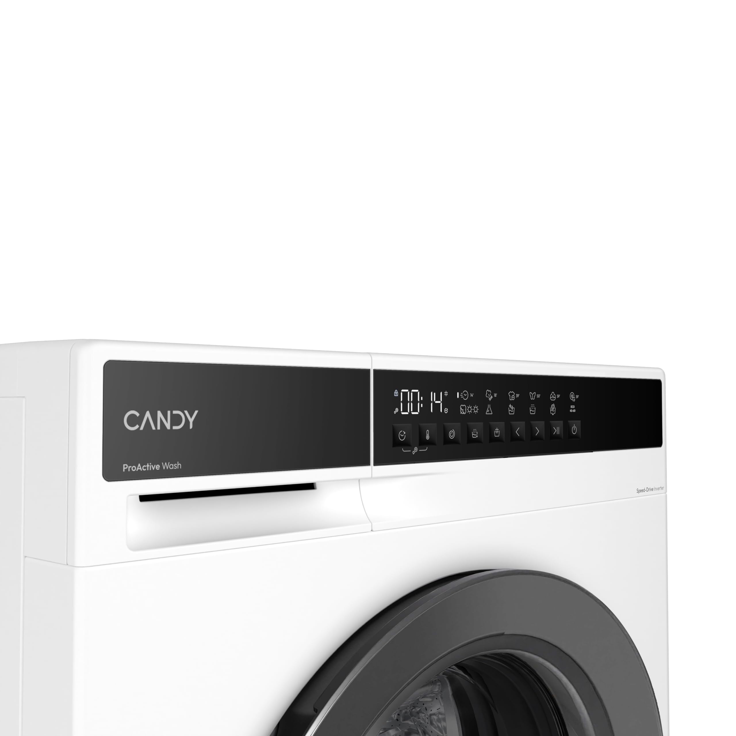 Candy EWY485SG8S Lave-linge Séchant ProActive Wash, 8 kg Lavage / 5 kg Séchage, 1400 tr/min, Wi-Fi + Bluetooth®, Blanc avec Porte Noire, EWY485SG8S