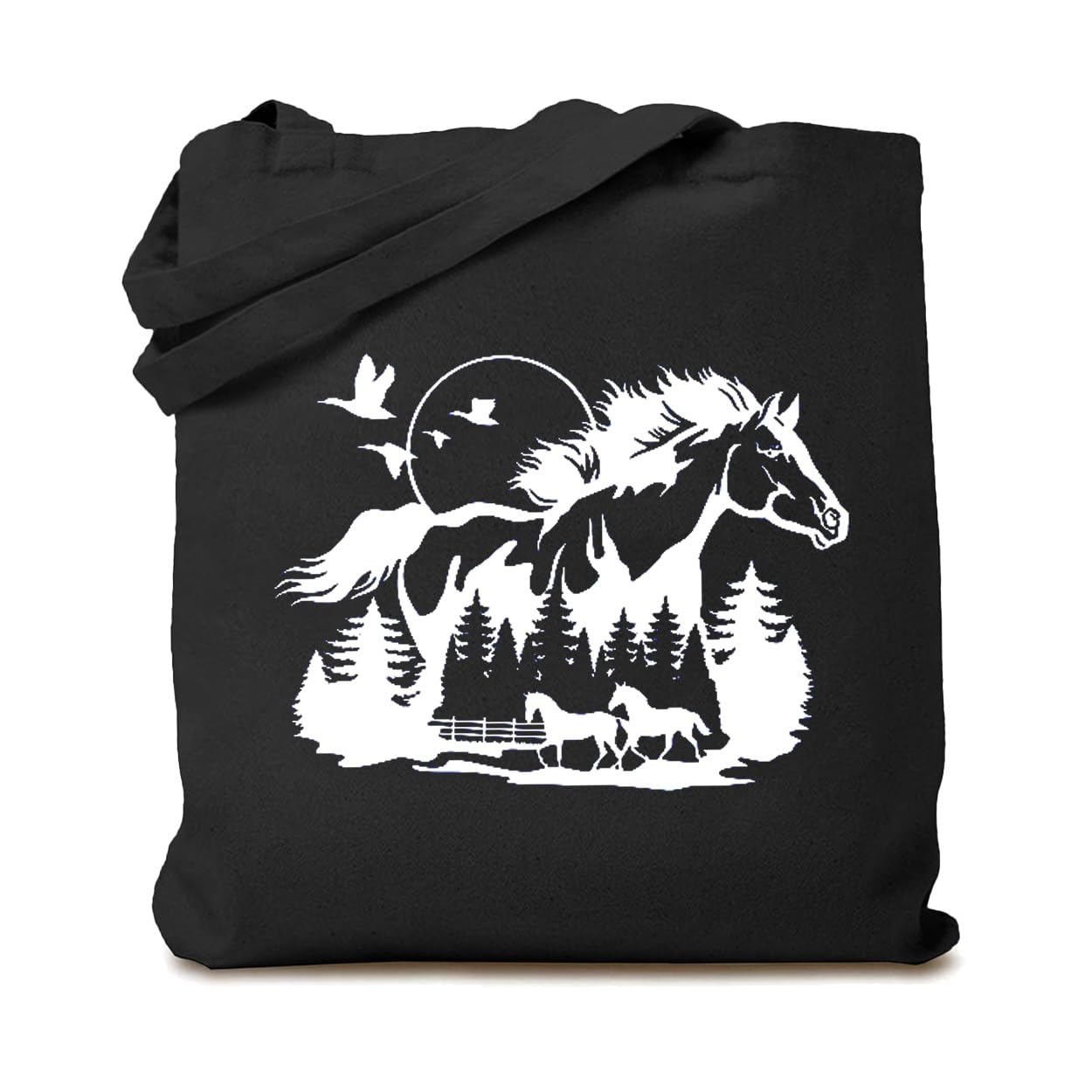 Equestrian Canvas Tote Bag for Women Reusable Shopping Bags Riding Lover Aesthetic Grocery Bags Horse Lover Gift