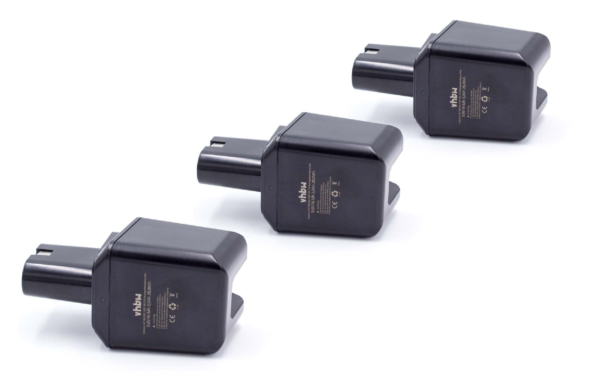 vhbw 3 x NiMH akumulator 3000 mAh (9,6 V) do narzędzi elektrycznych Bosch seria GS 1. generacji z Knolle Akumulator 9, 6 V jak 2607300002, BH-964N