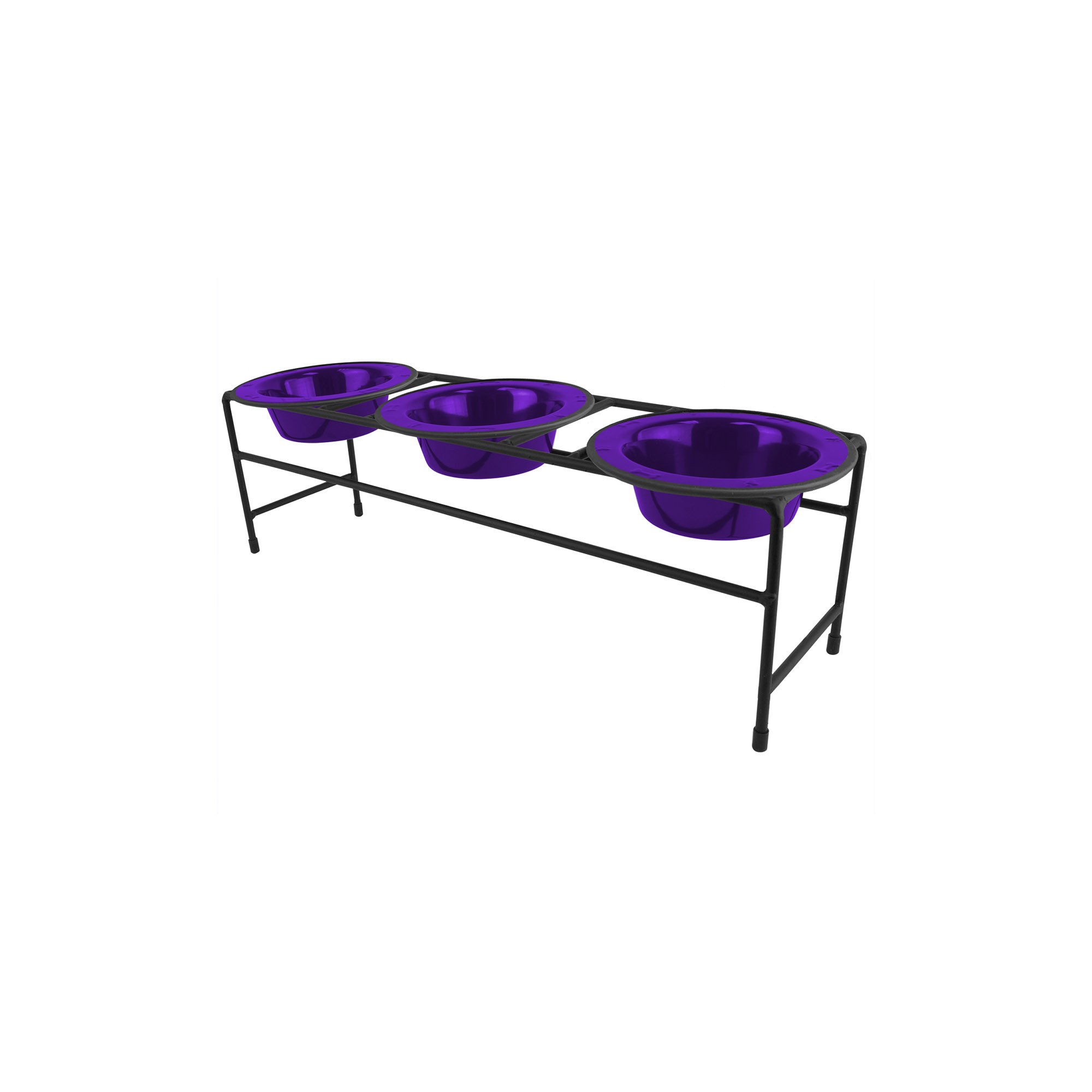 Platinum Pets - Comedero Triple con Cuencos de Acero Inoxidable para Gatos/Cachorros, 75 Tazas/6 oz, Color Morado eléctrico