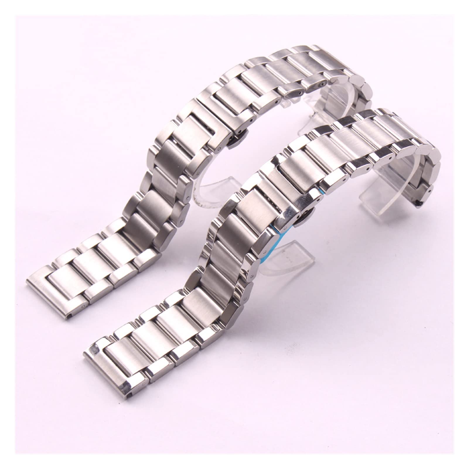 SiChouwz - Cinturino per orologio da polso in acciaio inox, da uomo, in metallo argentato, 18, 20, 21, 22, 23, 24 mm, alla moda, accessori