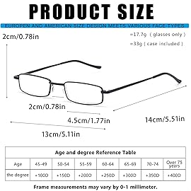 Viseng Slim Mini Pocket-Sized Metal Reading Glasses Compact Lightweight Portable Readers : Your Stylish Travel Companion for Women and Men +1.0