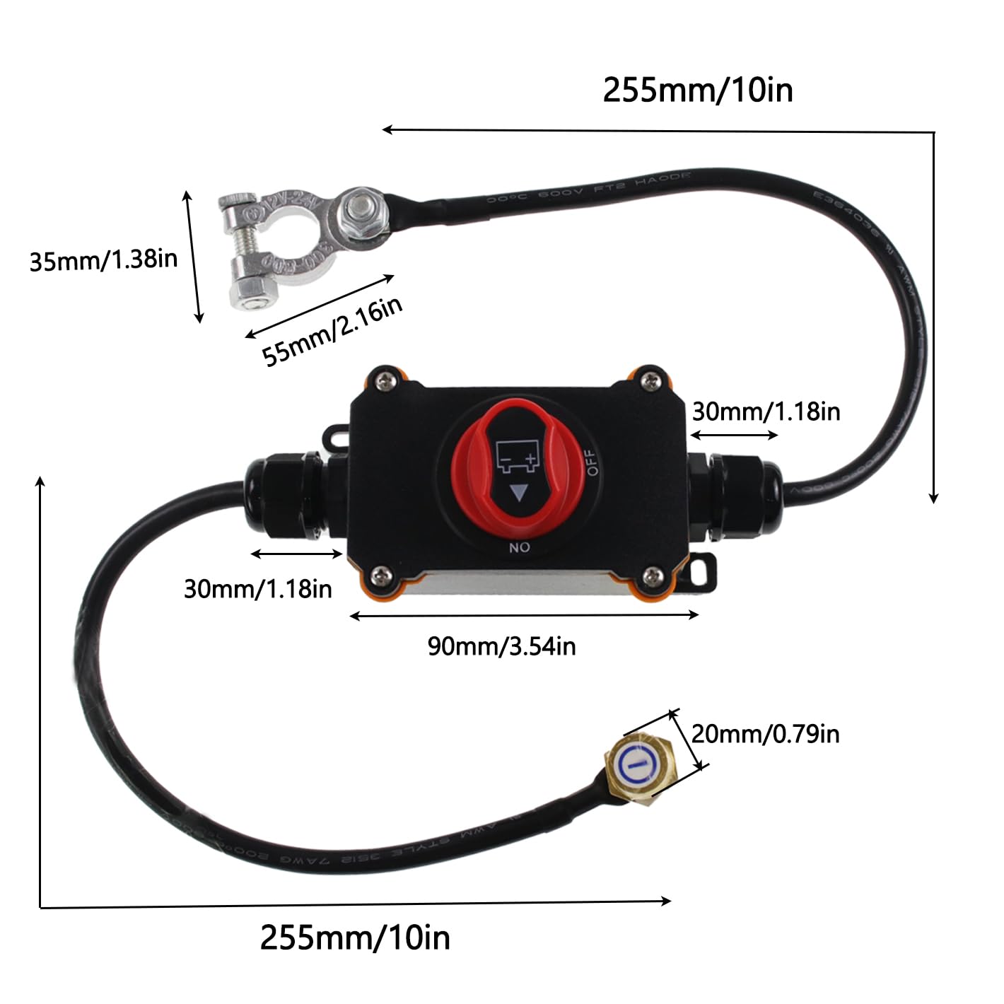 12V DC Inline Power Cut Off Switch, Waterproof Battery Quick Connect/Disconnect DPST On Off Switch with Wire 12-48V Heavy Duty for Car RV Boat Vehicle Marine Truck Motorcycle Automotive