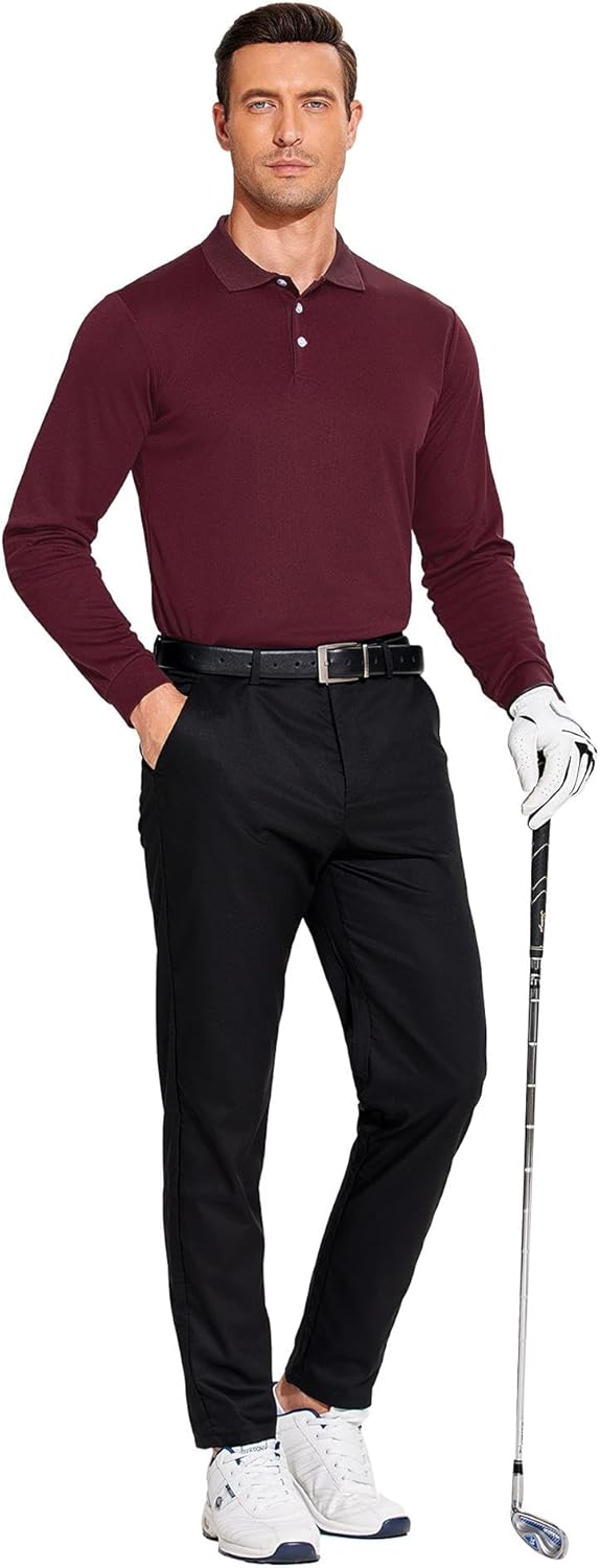 PINSPARK Long Sleeve Polo Shirts for Men Moisture Wicking Golf Shirts Quick Dry Work Hiking Casual Collared Shirt - Image 5