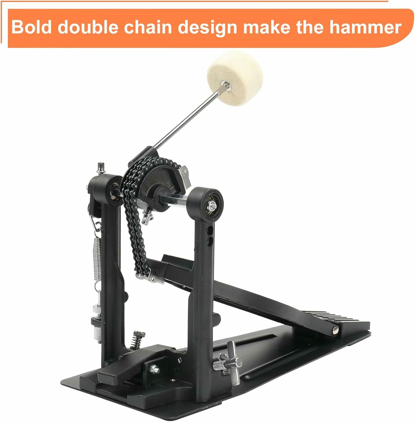Doppio pedale per grancassa, design a doppia catena per una maggiore flessibilità e trasferimento di potenza, adatto per grancassa e grancassa