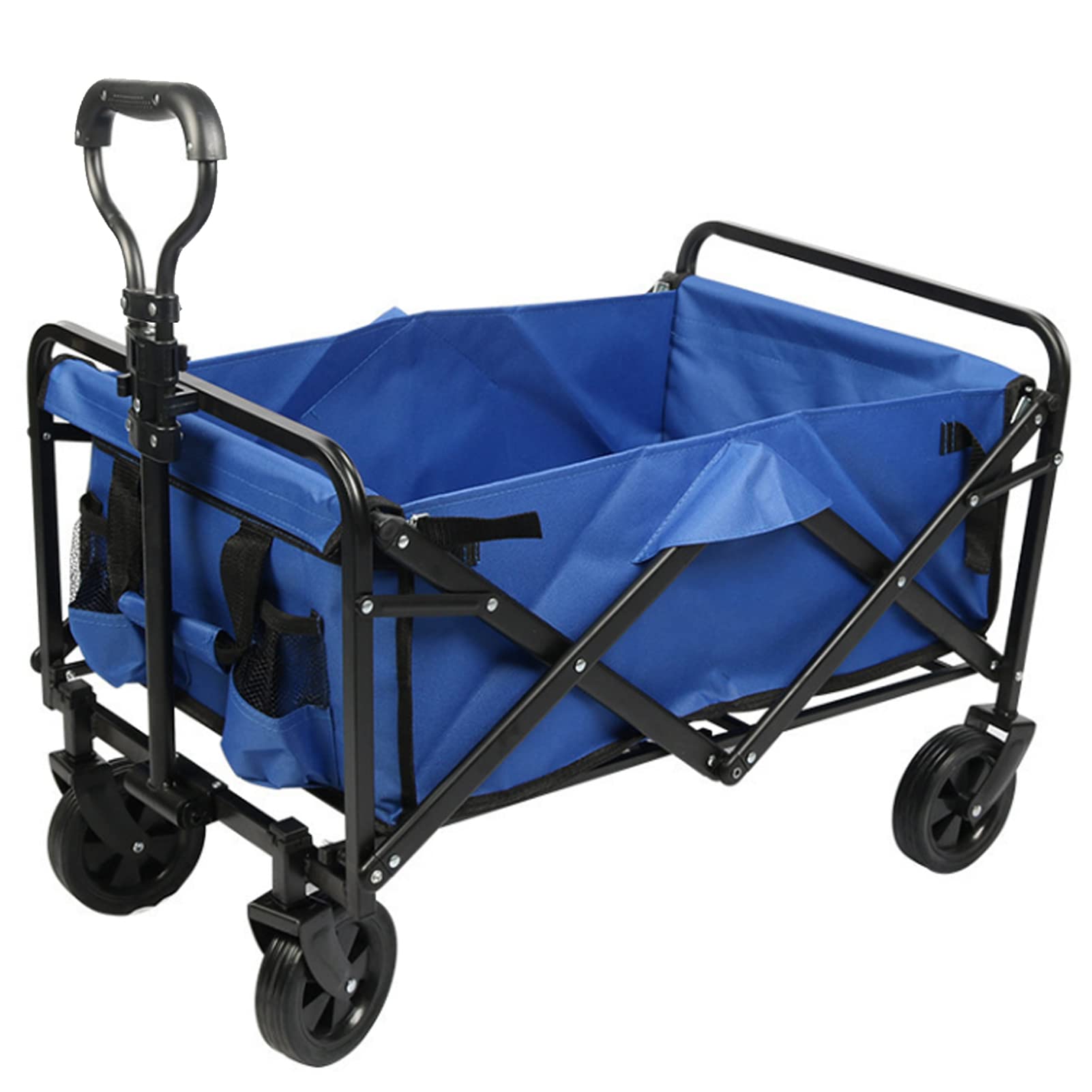 DAYONG Foldable Wagon Cart,Multipurpose Garden Beach Carts,Heavy Duty Wagon Shopping Cart with Wheels & Adjustable Handle for Camping,Fishing,Shopping,Garden,Travel,Beach (Standard size, Blue)