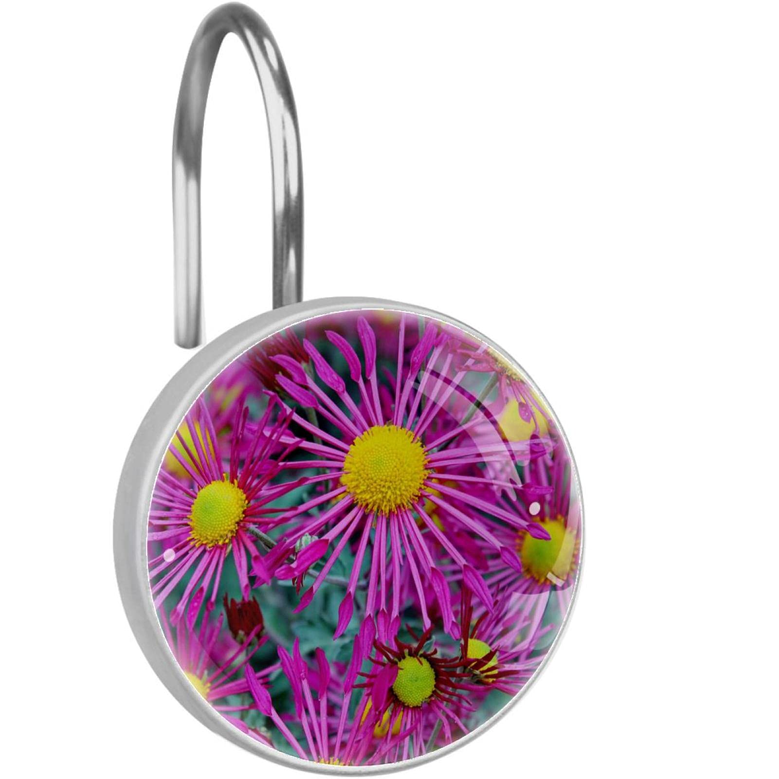 Anneaux de rideau de douche acier inoxydable violet lot de 12 crochets tringle salle de bain