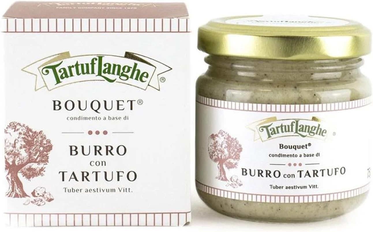 TartufLanghe Bouquet Black Truffle Butter Spread – Gourmet Spreadable Butter Made With Italian Black Truffle, Gluten Free Flavored Condiment for Steak, Potatoes, Popcorn - 2.64 oz (Pack of 1)