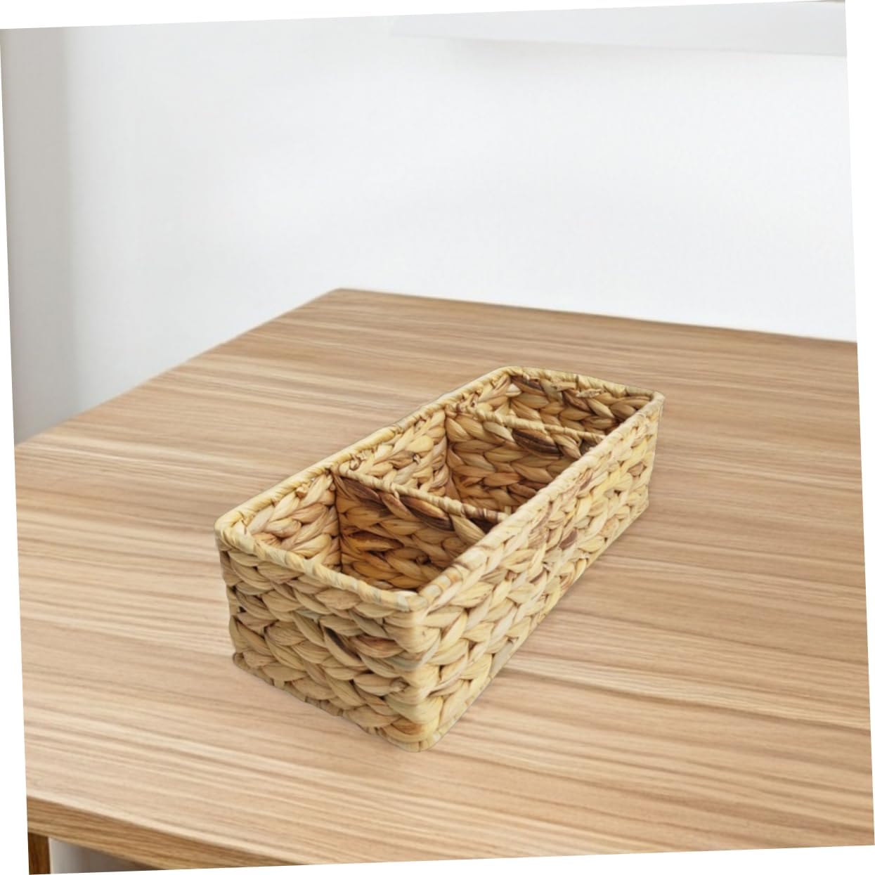 Woven Storage Basket Sections for Organizing Kitchen Utensils and Office Supplies Hand-Woven Natural Material Compact Design for Desktop and Shelf Use
