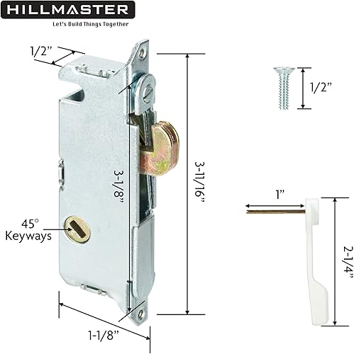 Miniatura 3 de Juego de manijas para puerta corredera de patio con cerradura de muesca 45° para reemplazo, diseño reversible de estilo de muesca, sin llave
