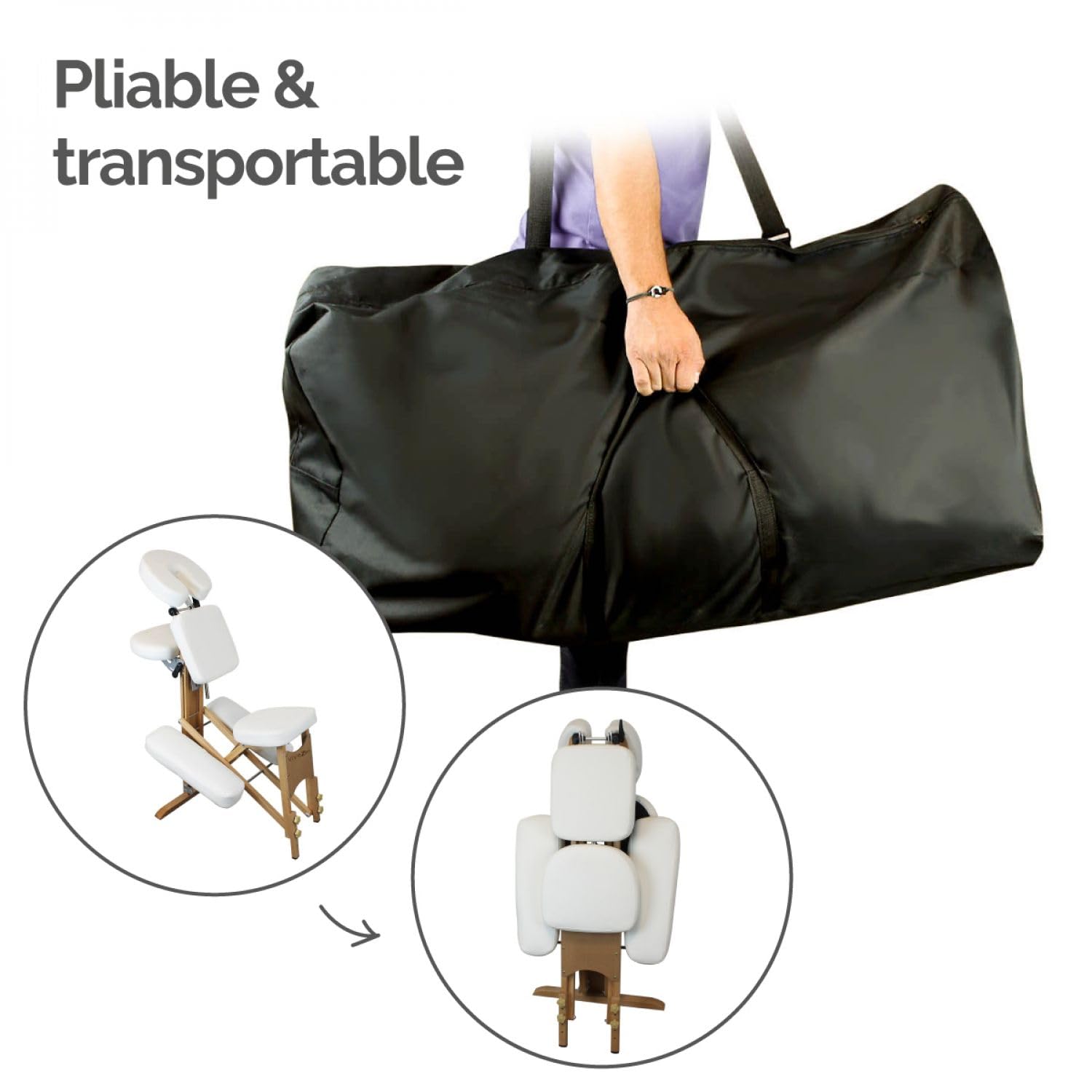 Vivezen Chaise de massage en bois pliable avec sac de transport 2 coloris