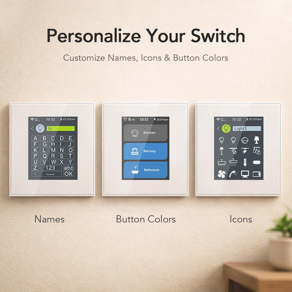 LANBON Interruptor inteligente, interruptor inteligente 5 en 1 LCD WiFi para luz y cortina, nunca sin conexión, compatible con Alexa y Google Home, cable neutro requerido (blanco)
