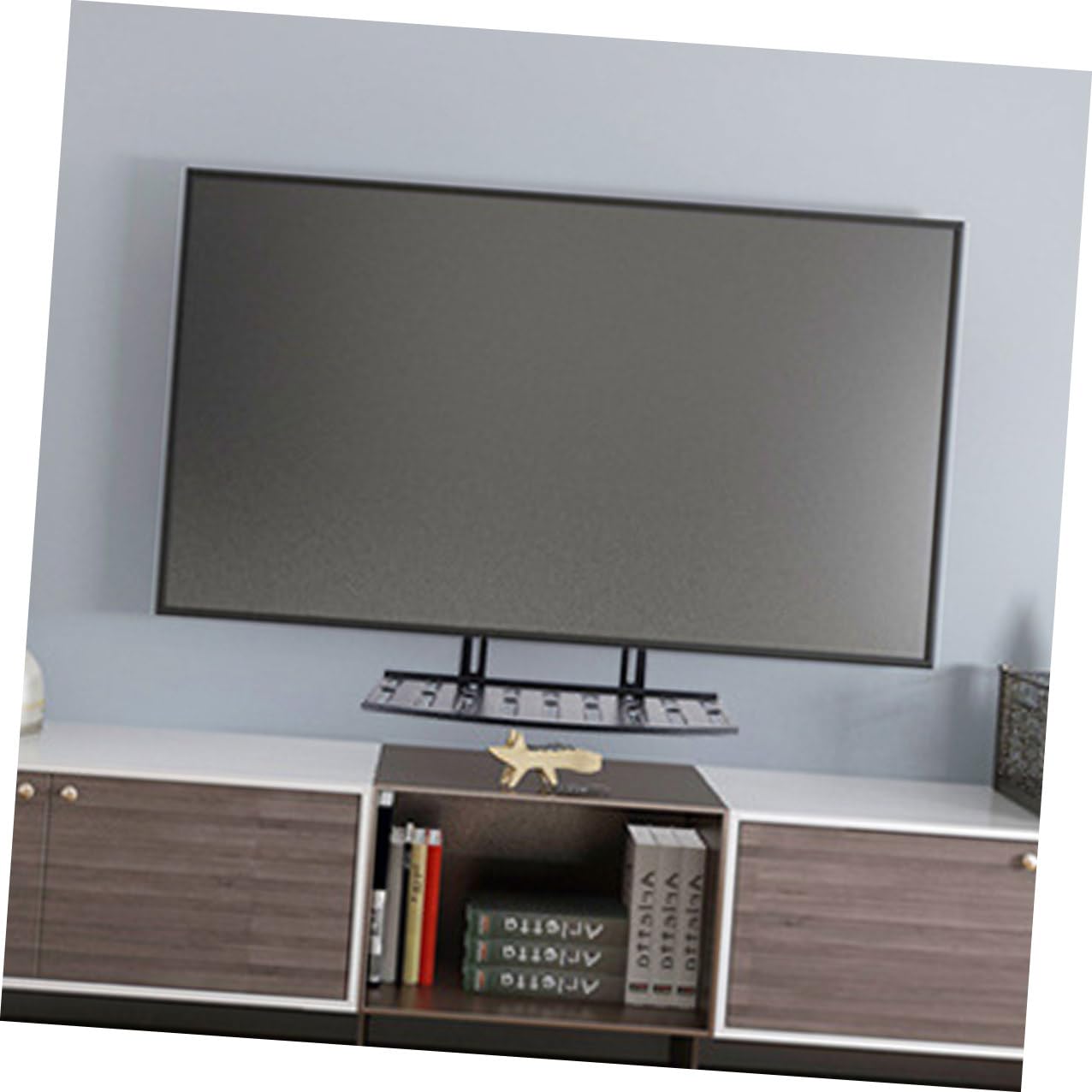 ERINGOGO Tv Wandregal für Router und Receiver Schwarz Wandhalterung ohne Bohren Kabelorganizer für Wohnzimmer Monitor Ablage Vielseitiger Tv Rack Organizer