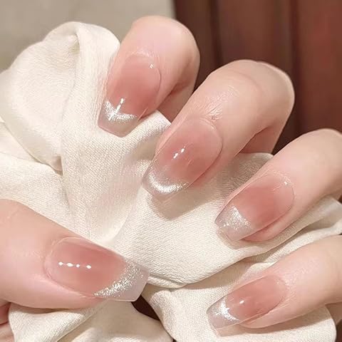 Magrace Handmade Press on Nails Medium Blue Fake Nails Long Coffin Stick on Nails for Womrn Gel UV Finish Handmade Nail Art with Design 10 pcs Cover