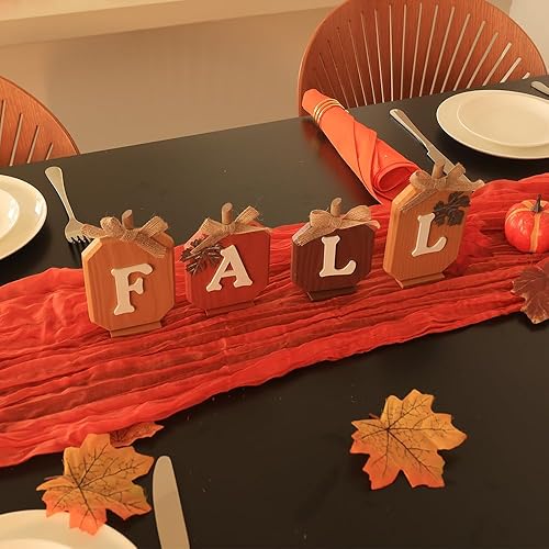 Miniatura 4 de Decoraciones de otoño para el hogar, letrero de madera de calabaza con letras de otoño para decoración de otoño, juego de bloques de madera
