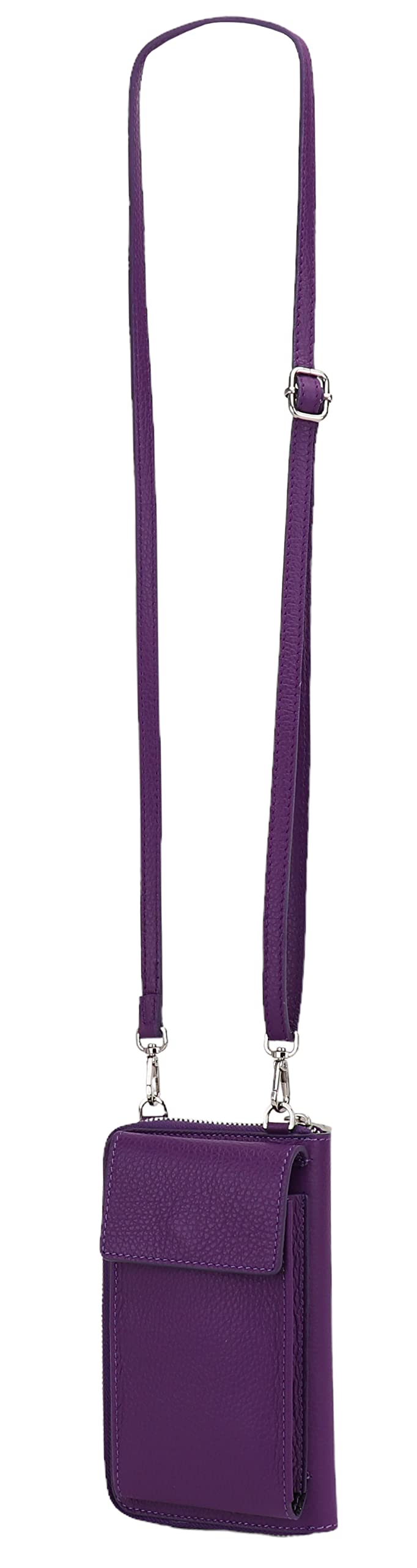 SH Leder Damska torba na telefon komórkowy torba na ramię portfel wielofunkcyjny worek z prawdziwej skóry regulowany pasek na ramię telefon komórkowy do 6,5 cala 11,50 x 19 cm Sarah G339