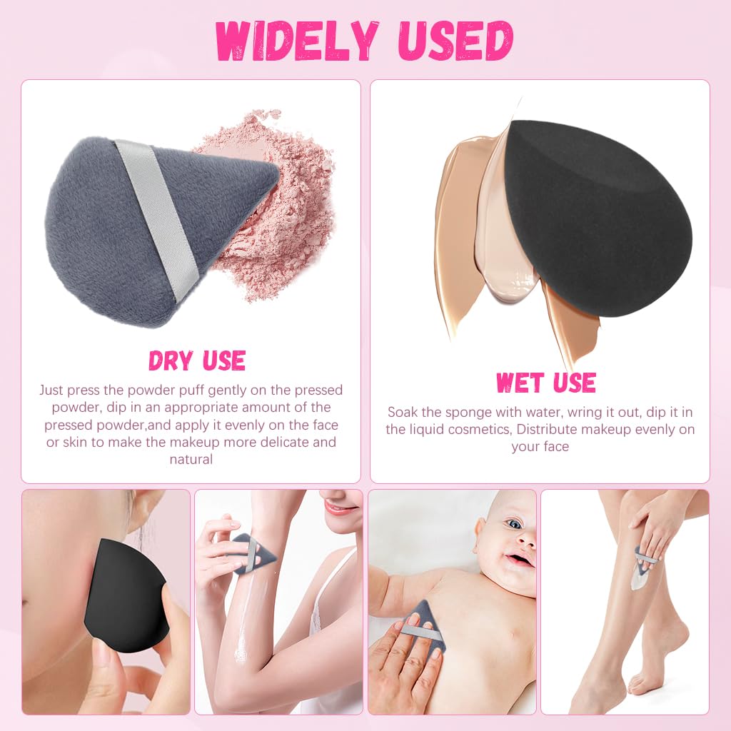 MAYCREATE® 14Pcs Powder Puff for Makeup Beauty Blender Sponge Multi Use Triangular Make Up Puff Multi Sized Puffy Thumb-sized Foundation Blending Pads Set - Image 5 thumbnail