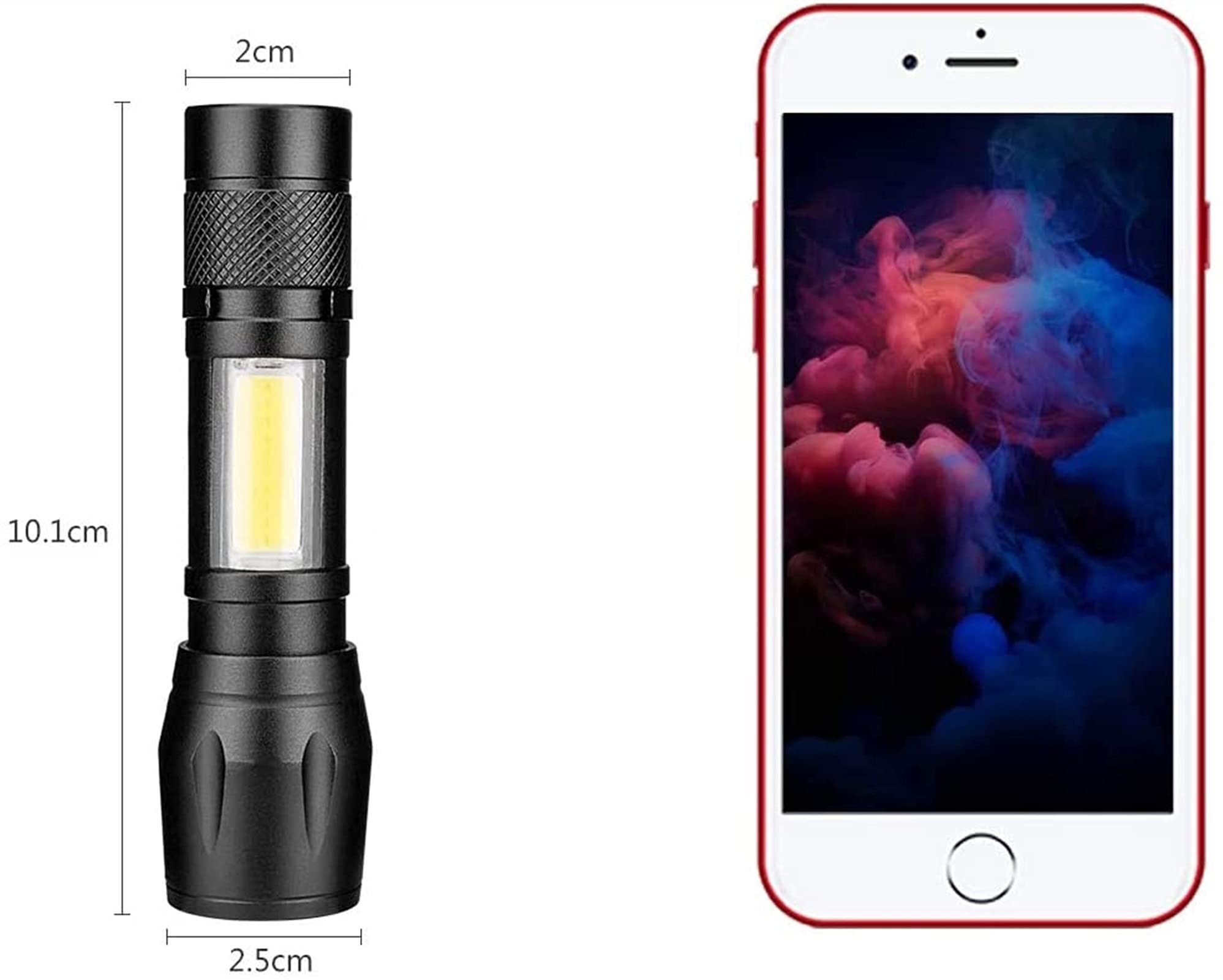 Linterna LED 1200 lúmenes Luz de Flash táctica Recargable súper Brillante Impermeable 3 Modos Linternas de Bolsillo de Mano for Acampar al Aire Libre Senderismo Emergencia
