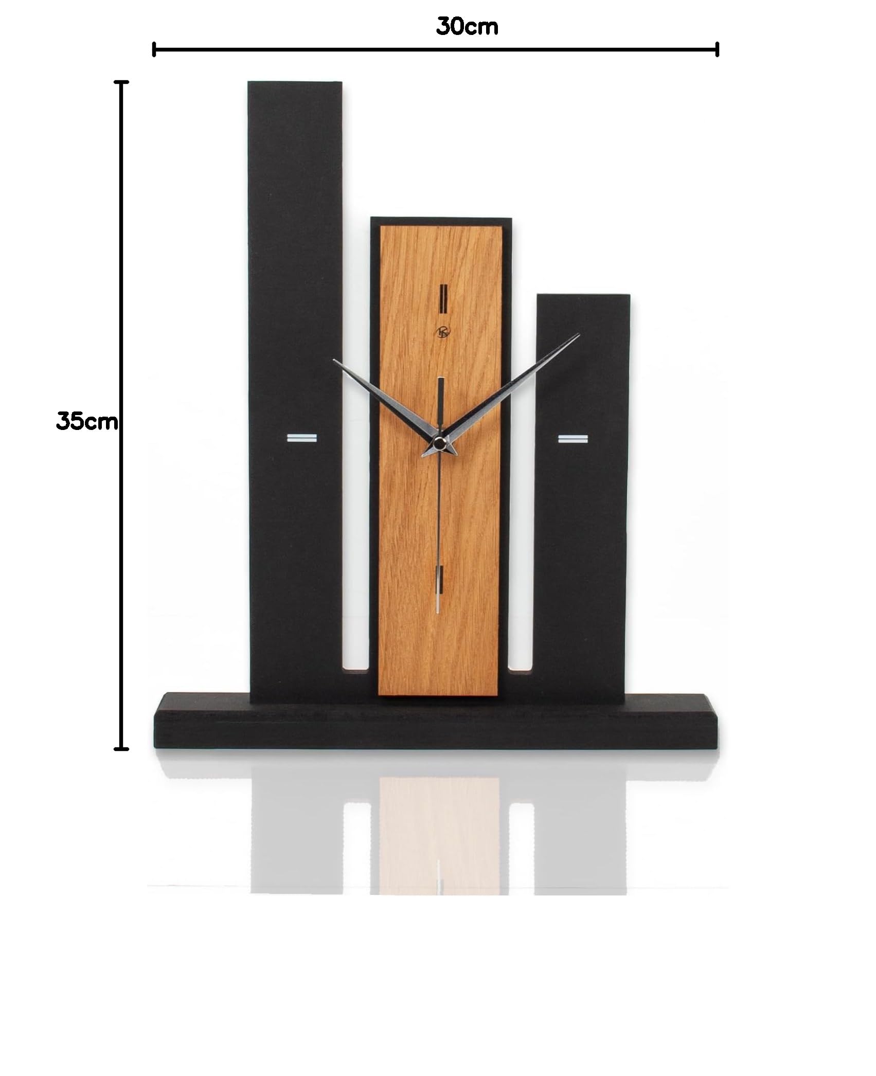Kreative Feder Designer-Standuhr „Brown Stairs“ aus Holz – Schwarze Tischuhr in modernem Look ohne Ticken (Brown Stairs, leises Funkuhrwerk)