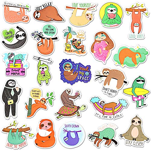 SUSIHI Sloth Stickers for Kindle Kids Sloth Stickers for Water Bottles Scrapbook Laptop Book Waterproof(50 Pcs)