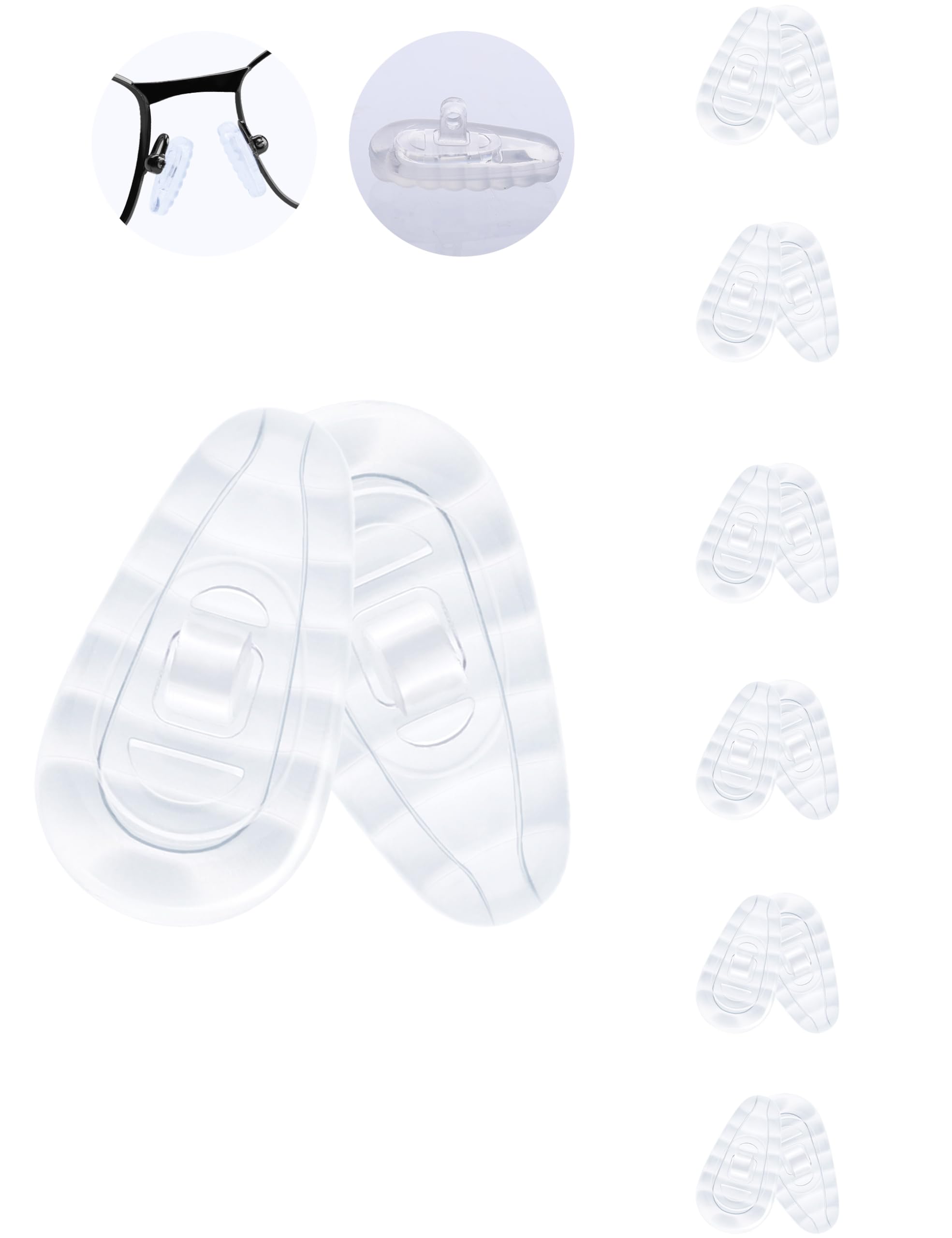 MYCOURAG 6 Pairs Screw in Silicone Rubber Nose Pads,15mmx8mmx3mm Replacement Nose Pieces for Eyeglasses,Glasses,Sunglasses