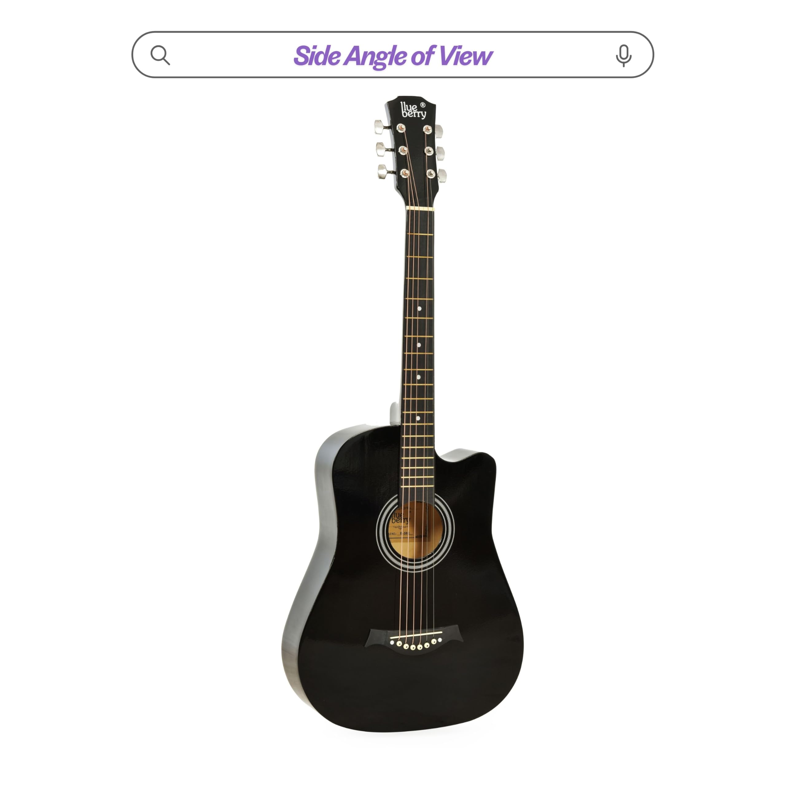 BLUEBERRY B-38C, Acoustic Guitar Kit with Bag, Strap, One Pack Strings And 2 Picks - 38 Inch (Black) - Image 7 thumbnail