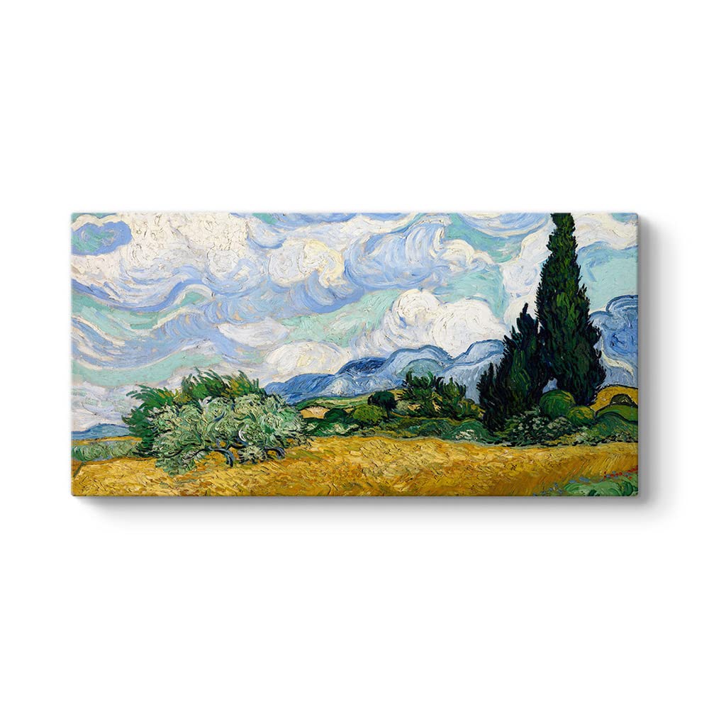 Vincent Van Gogh - Selvi Ağaçlı Buğday Tarlası Tablosu 120 x 60