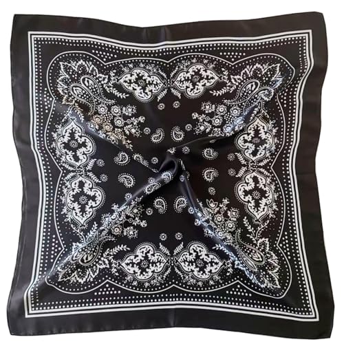 Hjiaruiky Satin Head Scarf Silk Like Hair Scarf 27 Head Scarves for Women Bandana Head Wraps for Womens Hair Black (Black)