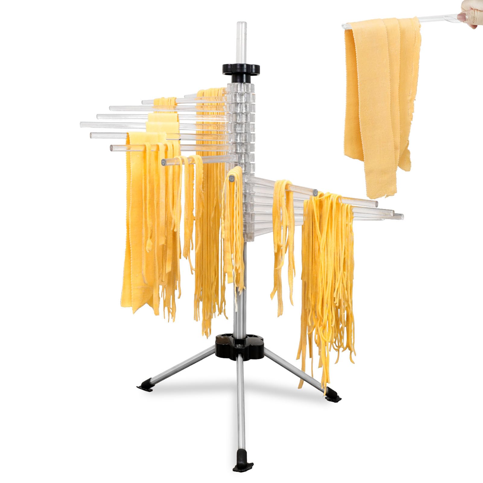 Baihang 360° Rotation Pasta Drying Rack, 16 Rungs Pasta Rack, Large Capacity Homemade Pasta Drying Rack Collapsible, Pasta Rack for Fresh Pasta, Easy to Store and Clean, Home