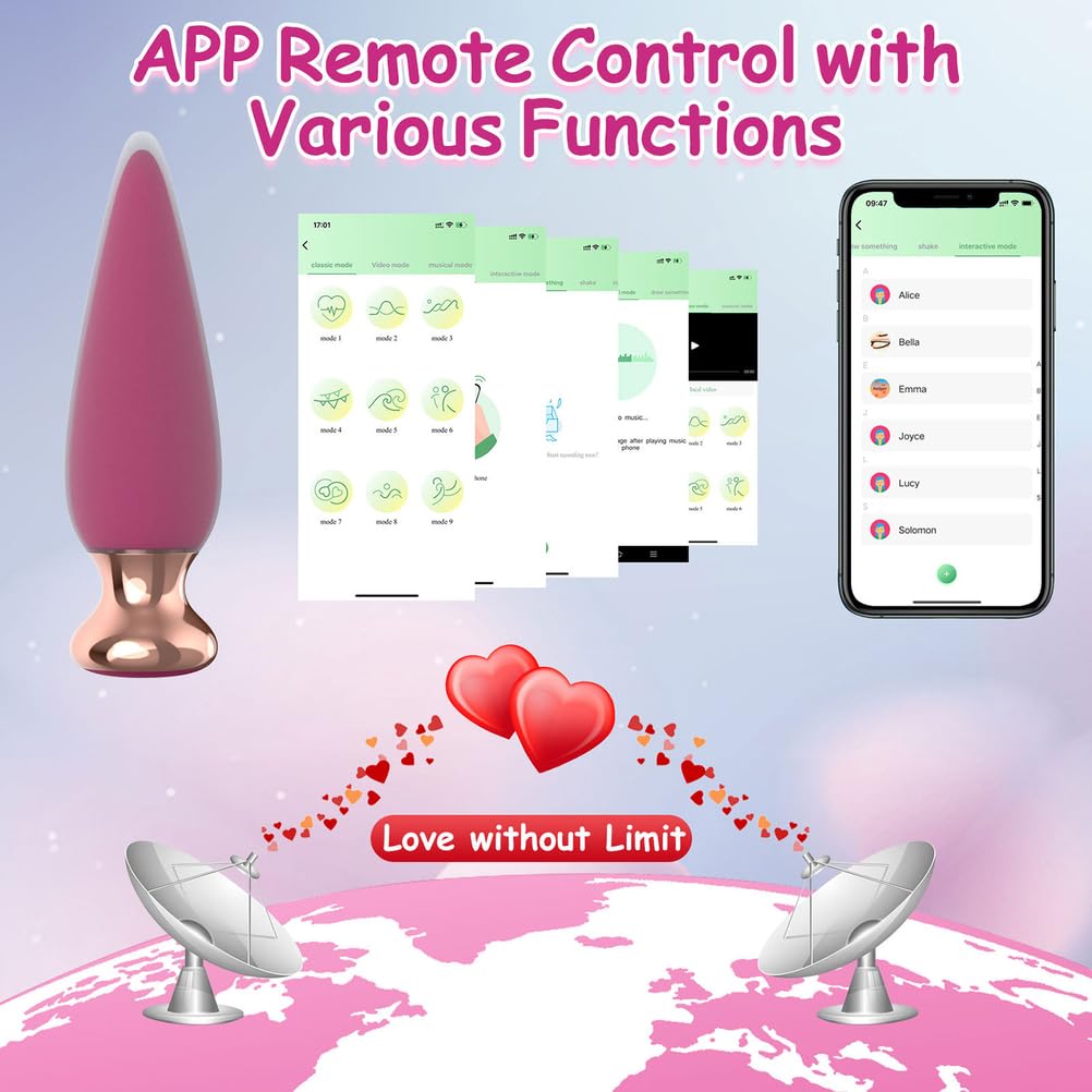 Vibrador De Tapón Anal Controlado por Aplicación, 9 Modos De Vibración Clásicos, Masajeador De Estimulación De Próstata del Punto G, Adecuado para Juguetes Sexuales para Adultos Y Parejas