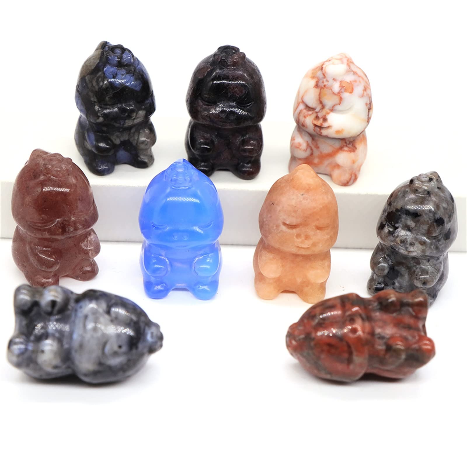 Kolekcje domowe 1-20 szt. 28 mm śliczna mini statuetka dinozaura kamień kryształ rzeźbiony kamień szlachetny figurka rzemiosło dekoracja domu prezenty festiwalowe sprzedaż hurtowa (kolor