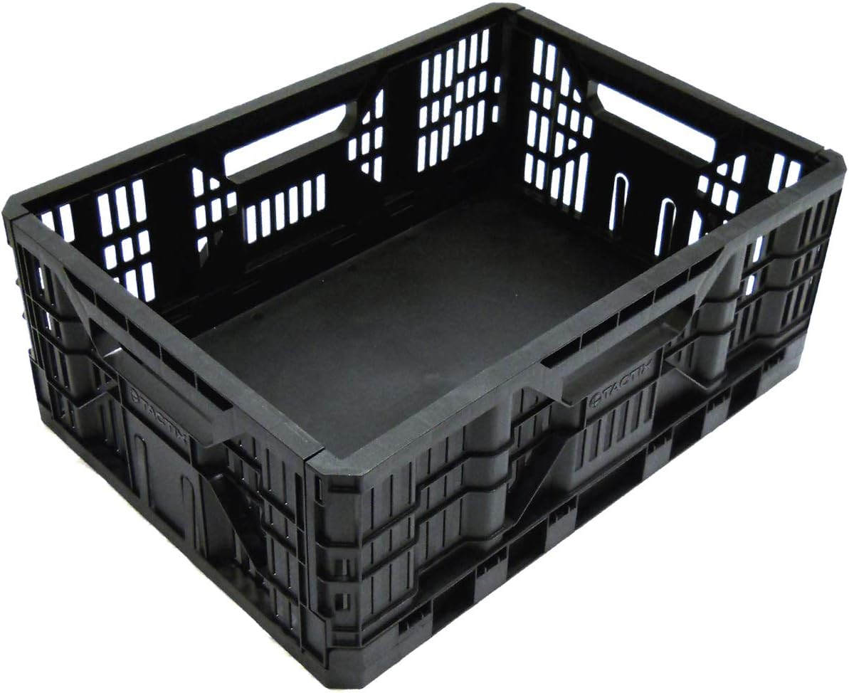 Collapsible Storage Basket - Black, Foldable Crate With Easy Carry Handles, Perfect for Home, Garage and Office, Dimensions: 48W x 35D x 18.3H cm- 320230