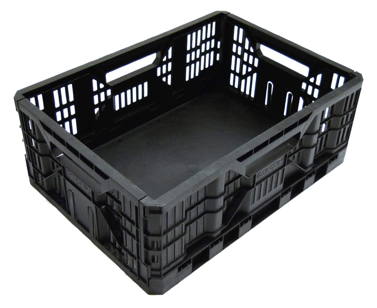 Collapsible Storage Basket - Black, Foldable Crate With Easy Carry Handles, Perfect for Home, Garage and Office, Dimensions: 48W x 35D x 18.3H cm- 320230